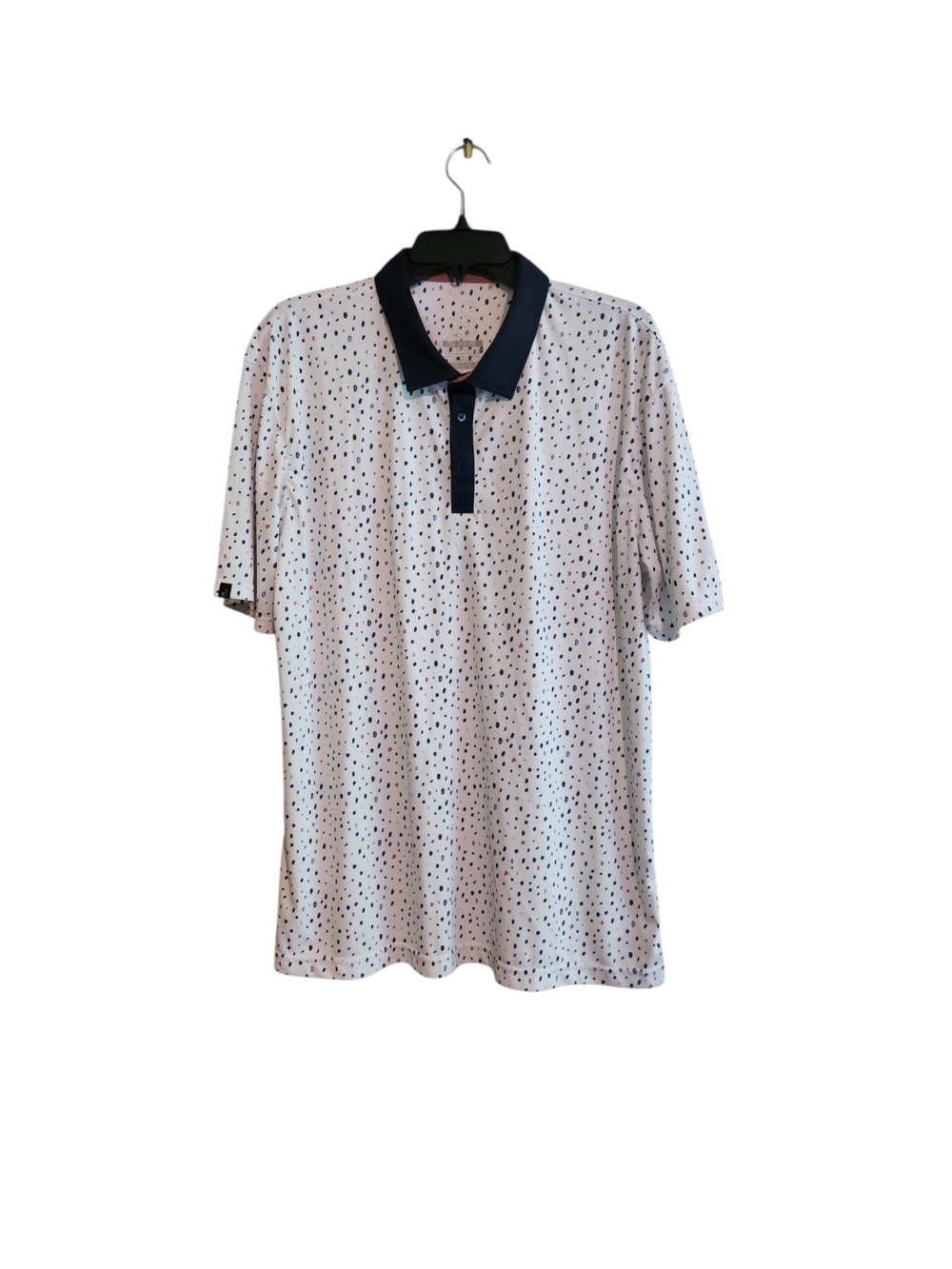 Swannies Golf Polo Shirt with Navy Collar And Playful confetti Dot Print